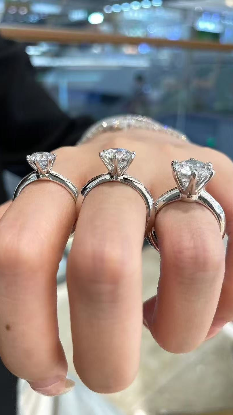 Tiffany-Style Lab Diamond Ring – Six Prong Setting | 1.0 / 2.0/ 3.0ct Options | IGI Certified