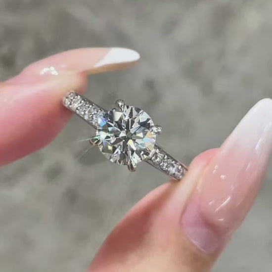 1.50ct Lab-Grown Diamond Style-Halo Ring Four-prong | IGI Certified | PT950 Platinum