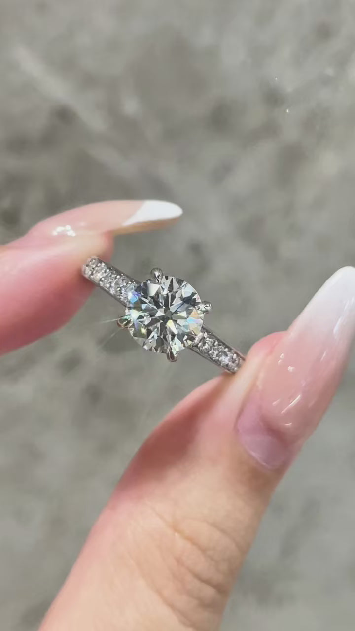 1.50ct Lab-Grown Diamond Style-Halo Ring Four-prong | IGI Certified | PT950 Platinum