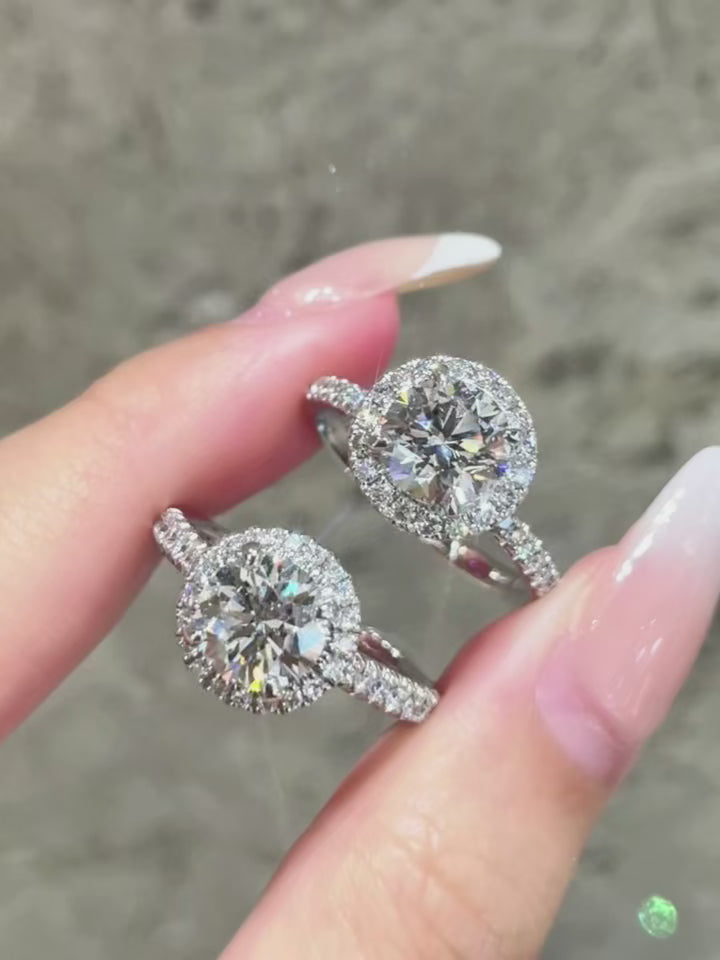 1.5ct Lab-Grown Diamond Ring Set – “The One” & Halo Design in PT950 Platinum | DE VVS Clarity | IGI Certified | Bundle Discount